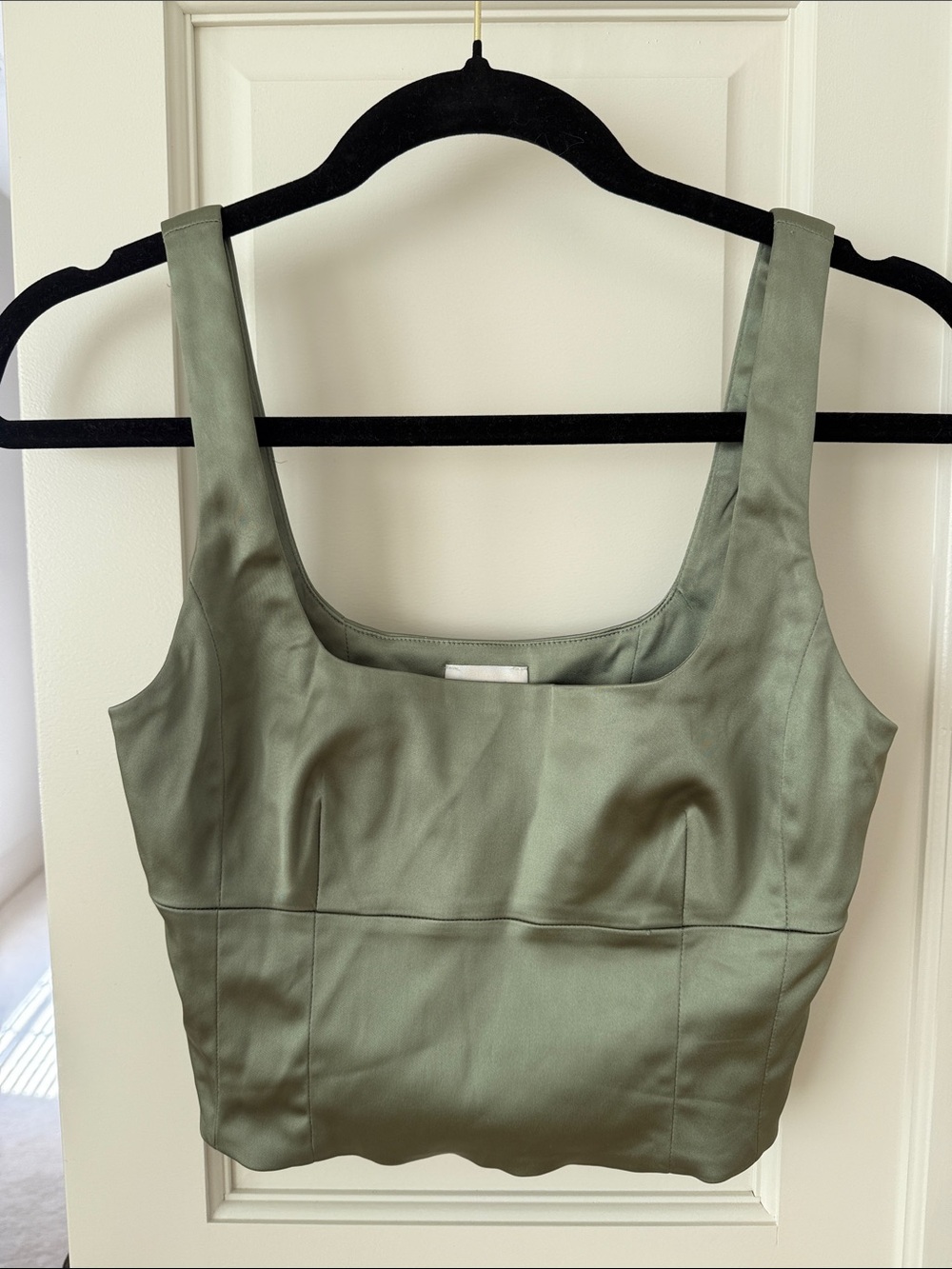 Aritzia Wilfred Satin Crop Top in Green